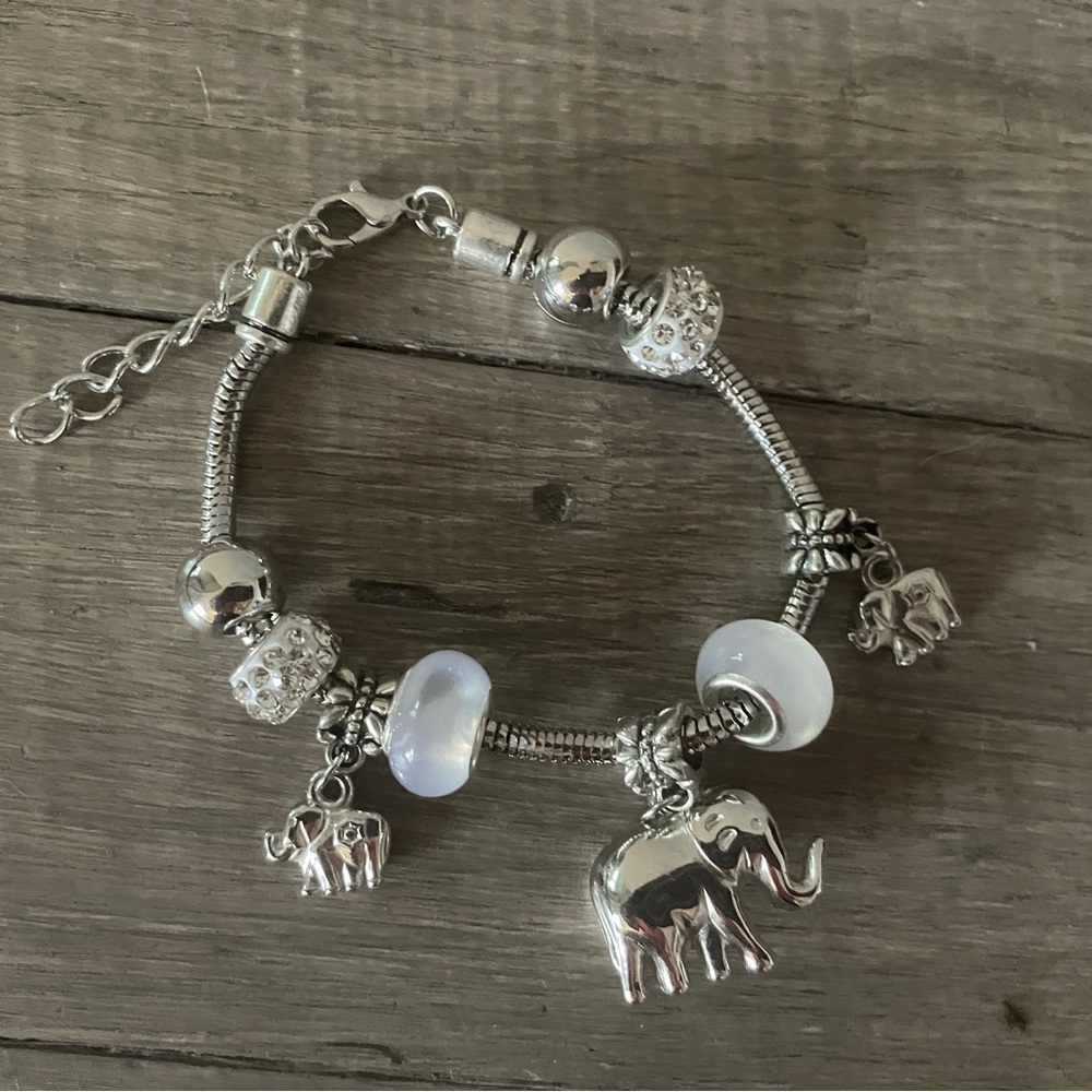 Silver Elephant Charm Bracelet